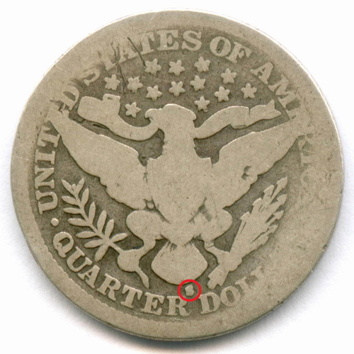 1/4 доллара 1900 (S). США. Четвертак Барбера. Серебро F