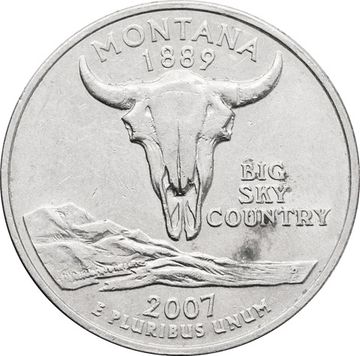 25 центов (1/4 доллара, квотер) 2007 США «Штат Монтана» (D)