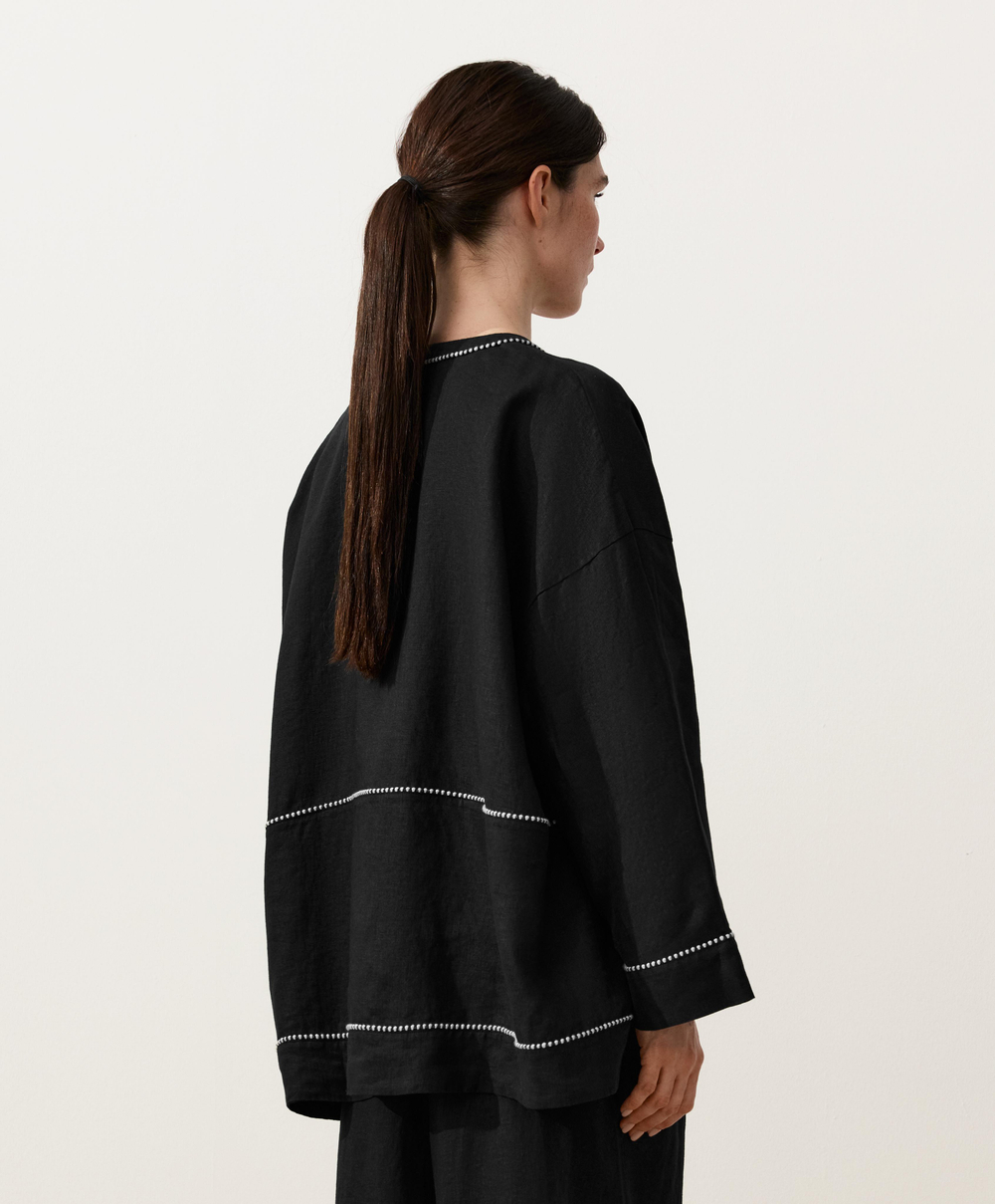 Oysho Рубашка из 100% льна, черный