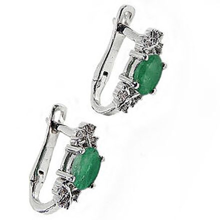 Серьги "Лисмор" изумруд, циркон