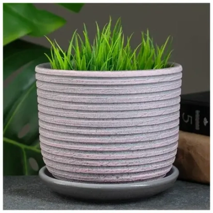 Горшок Бук Лоза 1,6л d15 розово-серый с поддоном Композит