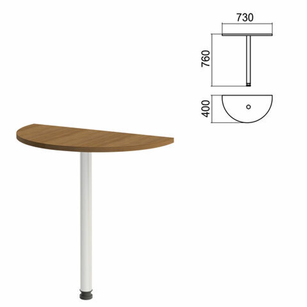 Стол приставной полукруг &quot;Арго&quot;, 730х400х760, орех/опора хром (КОМПЛЕКТ)
