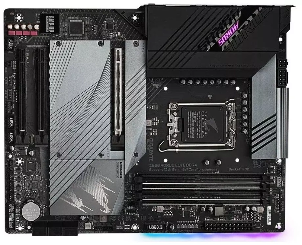 Материнская плата Gigabyte Z690 AORUS ELITE DDR4 Socket 1700, Intel Z690, 4xDDR4, PCI-E 5.0, 2500 Мбит/с, 3xUSB 3.2 Gen1, 2xUSB 3.2 Gen2, USB 3.2 Gen2x2 Type-C, HDMI, DisplayPort, подсветка, ATX