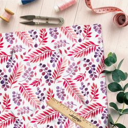 Ткань блэкаут розовые фиолетовые листья стемпинг