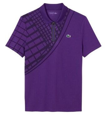 Мужское теннисное поло Lacoste Ultra Dry Printed Slim Fit - purple plum