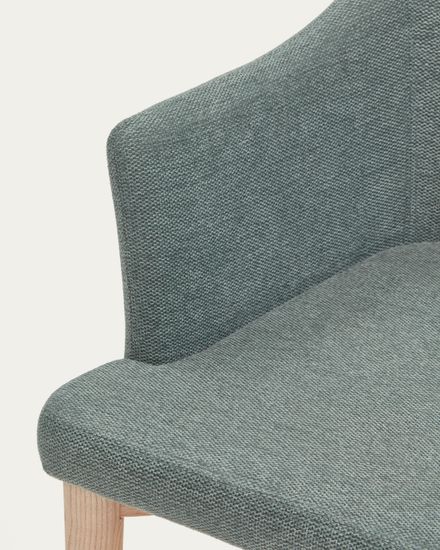 Croft Стул из синели темно-зеленого цвета с ножками из массива ясеня Испания La Forma