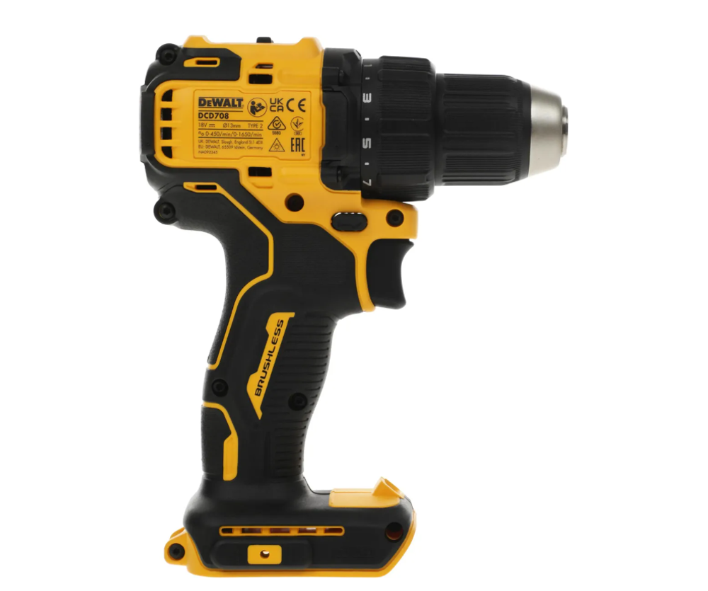 Дрель-шуруповерт DeWALT DCD708N-XJ Без АКБ и ЗУ, 2Ач, без АКБ, без ЗУ