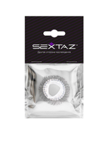 Эластичное эрекционное кольцо с длинными черными «ресничками» (Цвет: белый с черным)