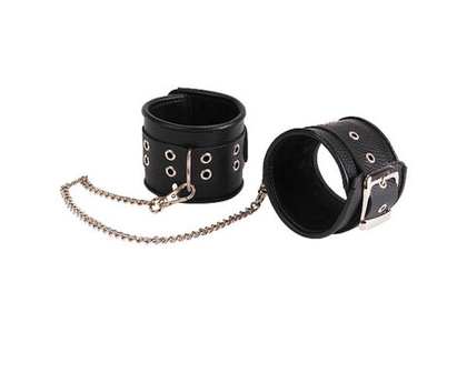 Черные оковы из натуральной кожи с велюровой подкладой