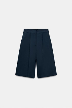 ZARA ШОРТЫ С ЗАЩИПАМИ — ZW COLLECTION, МОРСКОЙ СИНИЙ