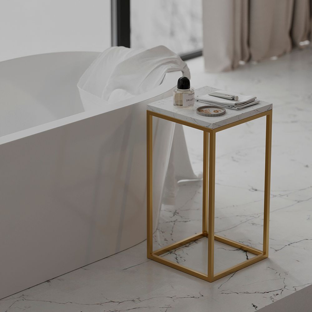 Набор из 2-х столиков Mayen Gold, белые/золотистые