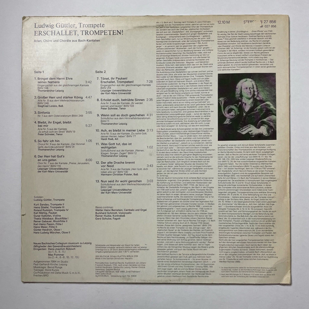 Винтажная виниловая пластинка LP Ludwig Guttler Erschallet, Trompeten (ГДР 1985)
