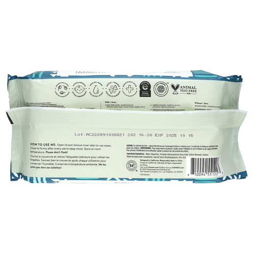 The Honest Company, Салфетки Sensitive Clean Conscious, без отдушек, 60 салфеток