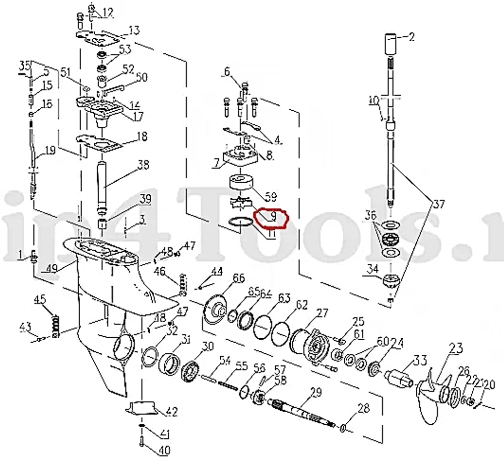 Hidea HD 15F-06.02.04 Крыльчатка водяной помпы  9.9-15 63V-44352-01 ZipMarine