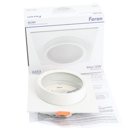 Светильник встраиваемый Feron DL505 потолочный GX53 белый квадрат IP44 51103