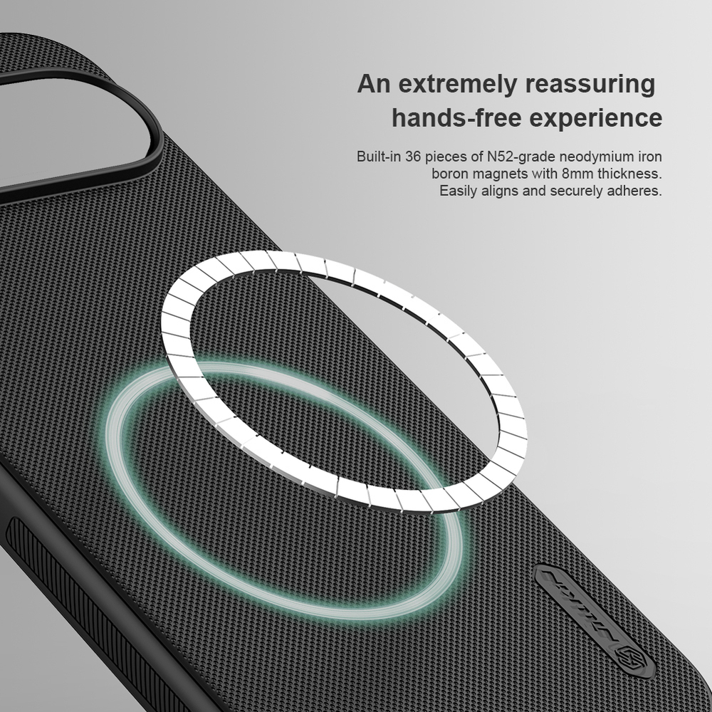 Чехол зеленого цвета (Dark Green) от Nillkin c поддержкой зарядки MagSafe для Google Pixel 9 и 9 Pro, серия Super Frosted Shield Pro Magnetic Case
