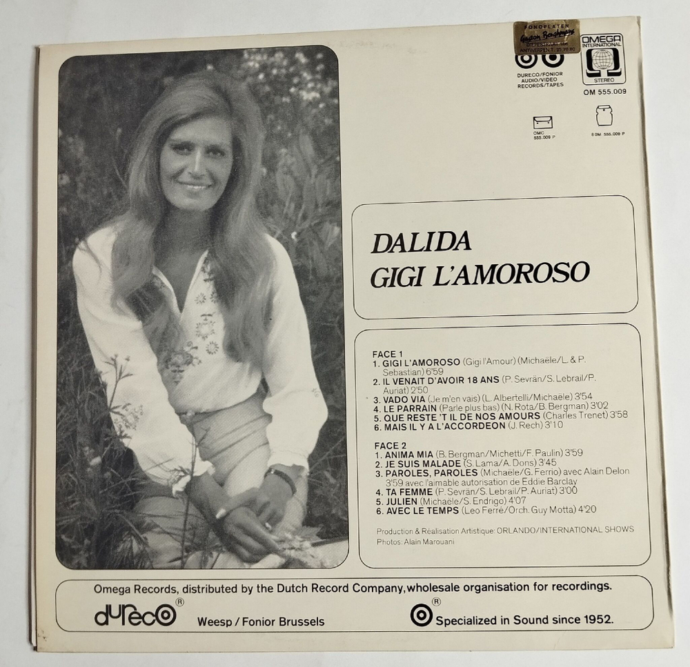 Винтажная виниловая пластинка LP Dalida Gigi Lamoroso (Belgium 1974)
