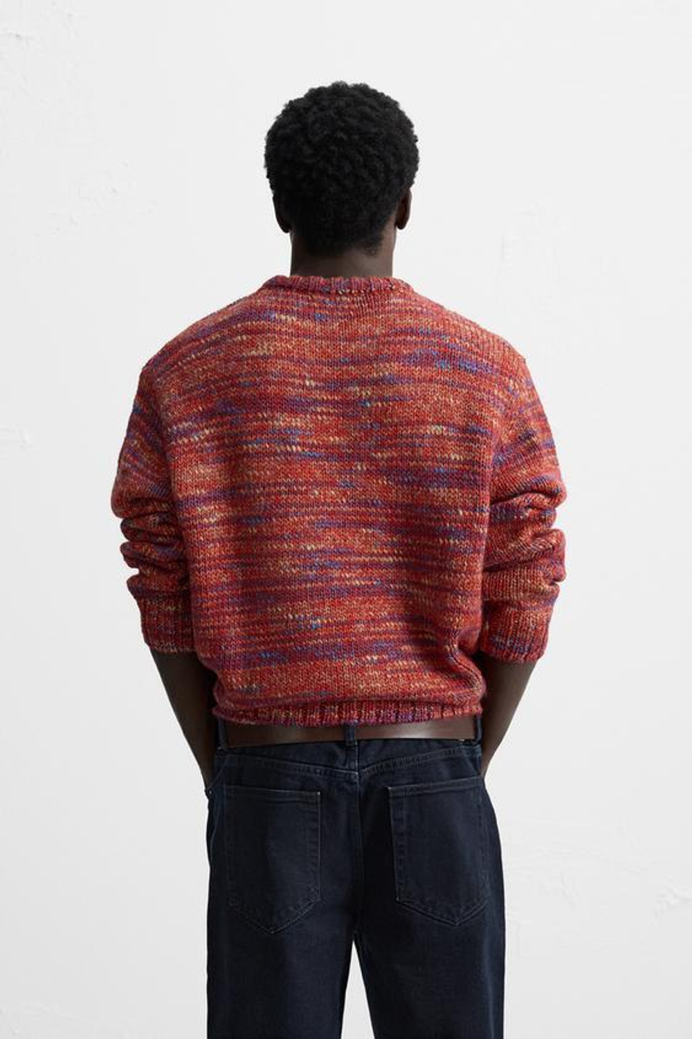 ZARA ШЕРСТЯНОЙ ЖАККАРДОВЫЙ СВИТЕР С УЗОРОМ, КРАСНЫЙ