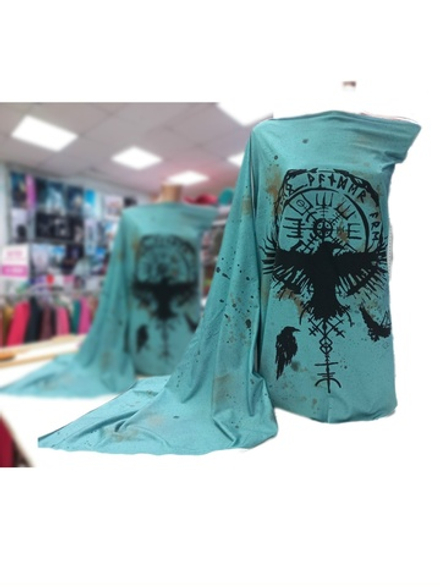 Кулирка с лайкрой Купон Ворон РУНЫ 80см