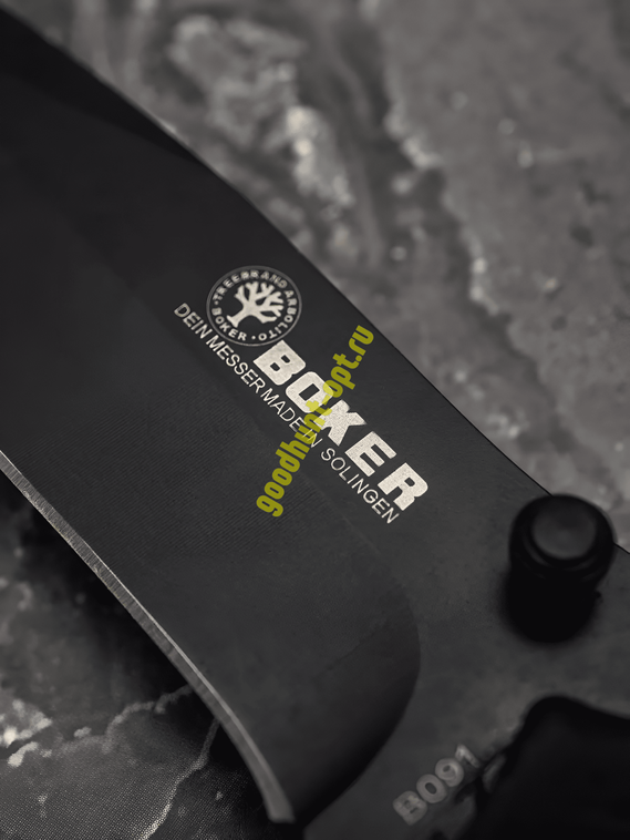 Складной нож тактический BOKER Черный с рельефной рукоятью