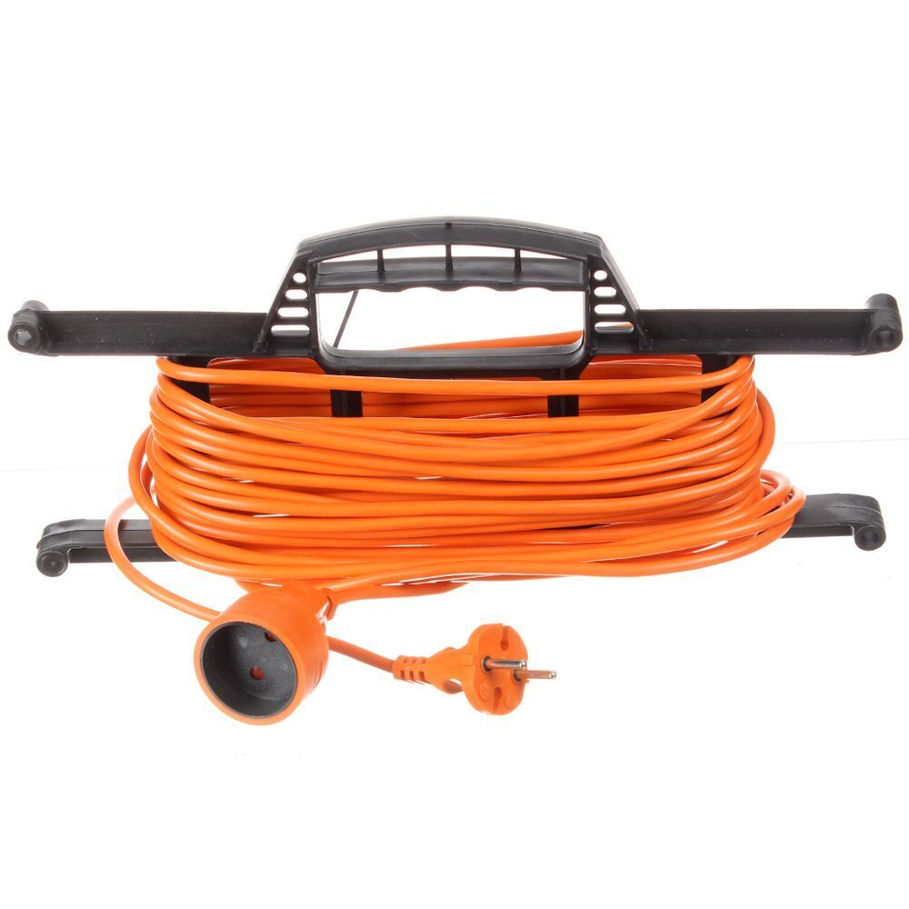 Удлинитель на рамке, 1 гн, 50 м, 2х0.75 мм2, б/з, пластик, оранжевый, черный, Jett