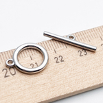 Замок-тоггл, цвет серебро (родий), размер 18*14 мм, цена за 1 шт