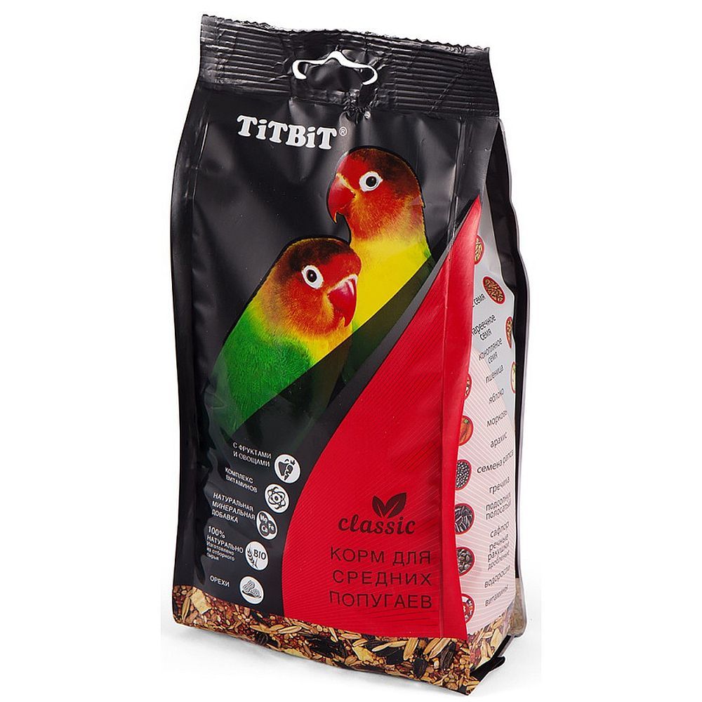 Корм для средних попугаев TitBit Classic, Пакет 500 г
