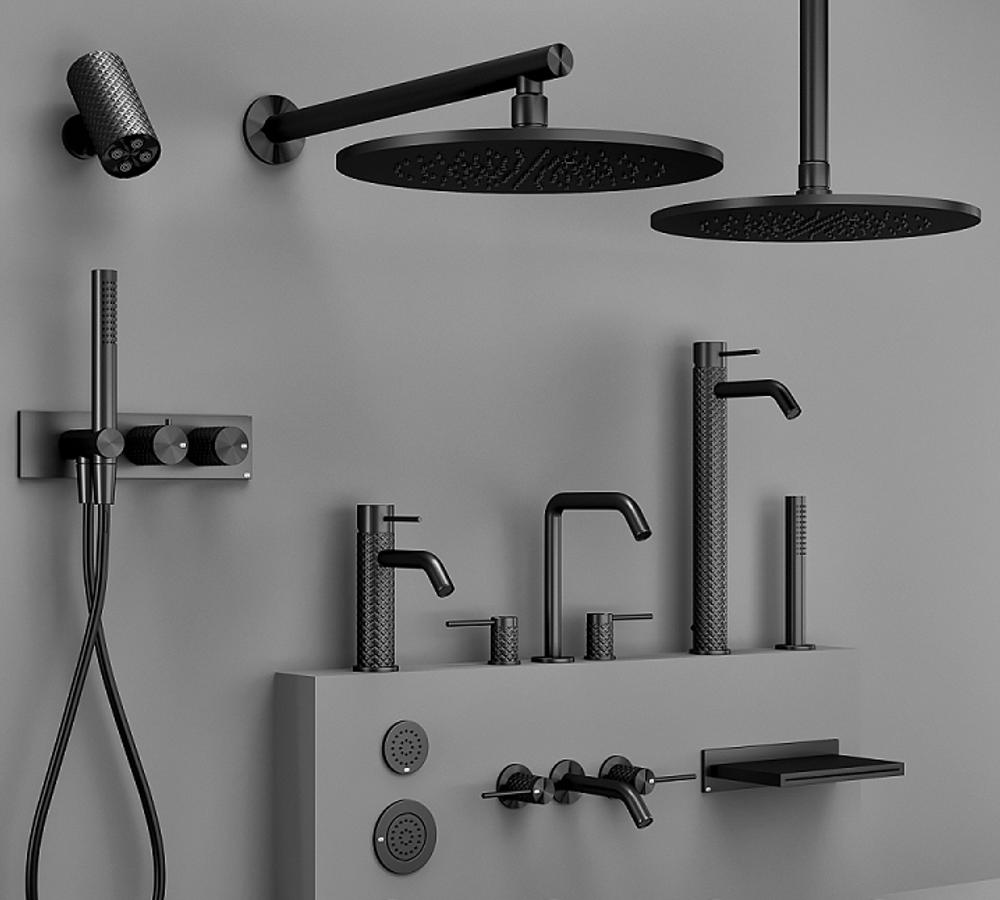 Смеситель для раковины Gessi316, высокий, с длинным изливом, без донного клапана, цвет Matte Black