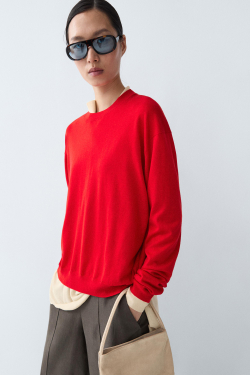 Massimo Dutti Джемпер тонкой вязки из шерсти, красный