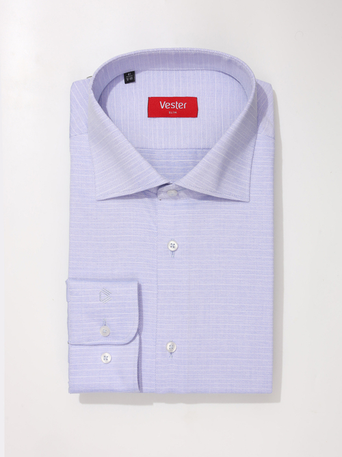 Сорочка мужская VESTER длинный рукав, цвет светло-синий в тонкую белую полоску, бамбук/пэ 51515 09