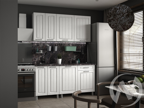 Кухня Лаура 1.6м (корпус белый/клен белый) 26мм кастилло темный