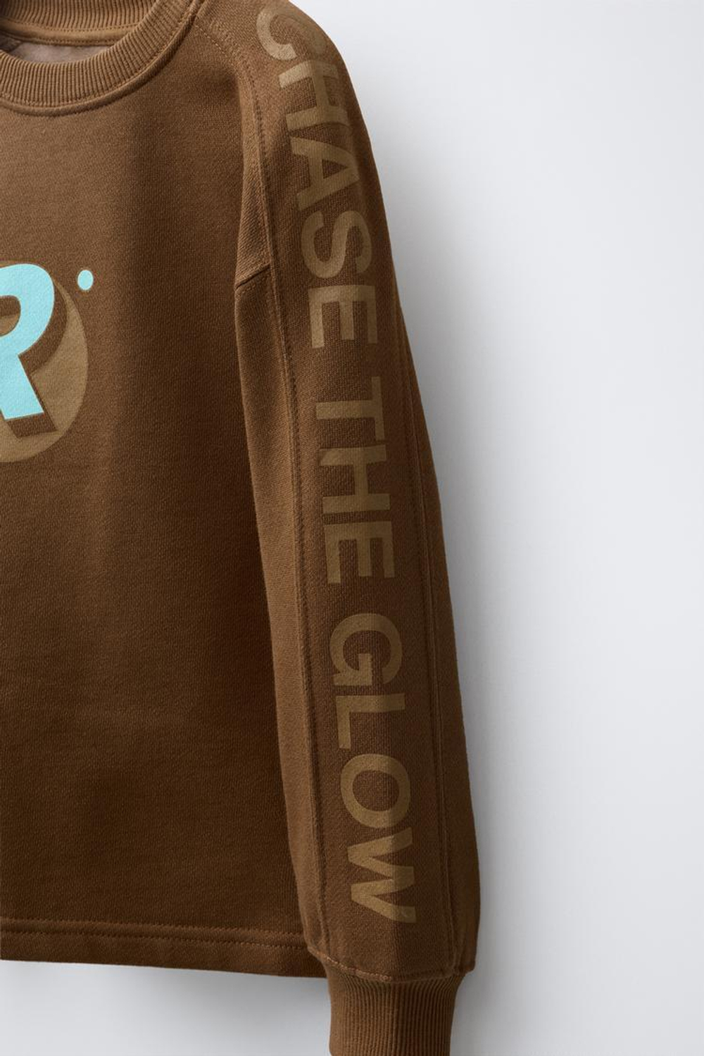 ZARA ТОЛСТОВКА С НАДПИСЬЮ, КОРИЧНЕВЫЙ