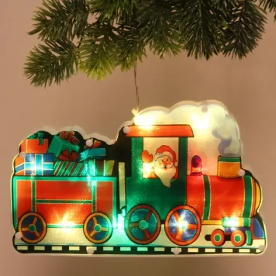 Фигура светодиодная «Дед Мороз в паровозе» 15*25 см (батарейки 3 ААА), 1 режим