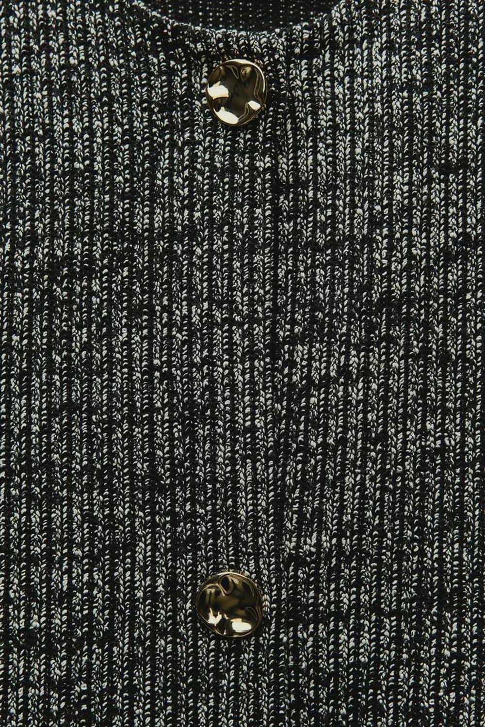 ZARA ЖИЛЕТ ИЗ РЕЛЬЕФНОЙ ТКАНИ С ПУГОВИЦАМИ, ЧЕРНЫЙ/ЭКРЮ