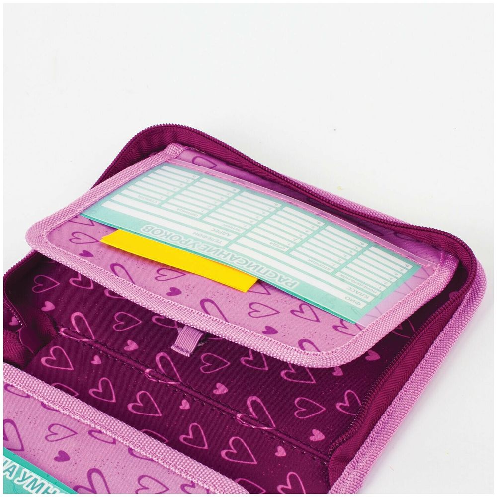 Пенал BRAUBERG, 1 отделение, 2 откидные планки, ткань, 20х14 см, "Glam Girl", 229287