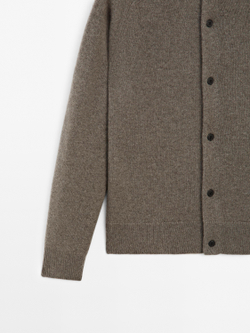 Massimo Dutti Кашемировый вязаный кардиган на пуговицах, зеленый