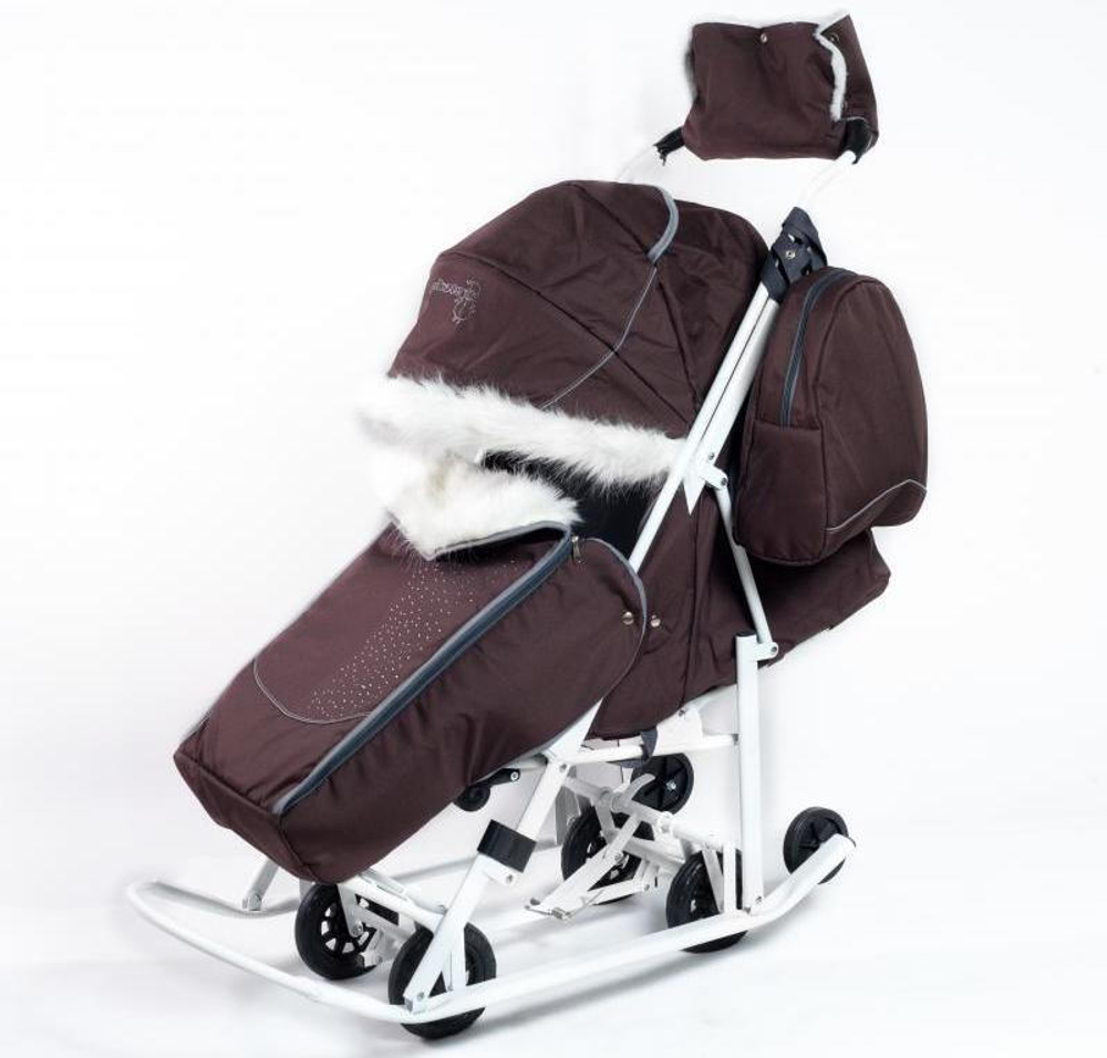 Детские санки-коляска Pikate Снеговик, шоколад