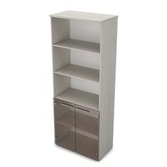 9ШД.005.14 Шкаф высокий со стеклом и открытыми полками (800*450*2045)