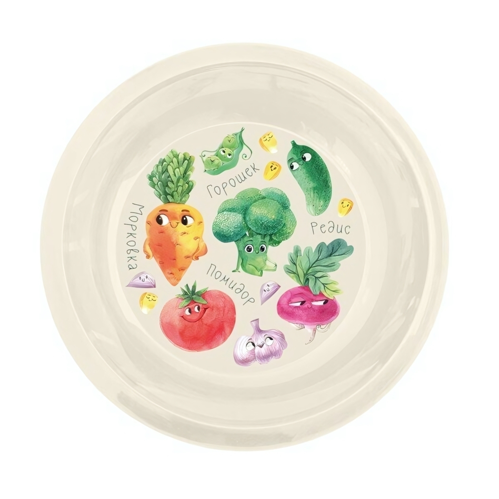 Миска детская с декором "Овощи", D167мм (светло-бежевый)