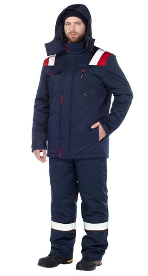 Костюм зимний "Анкер" полукомбинезон (синий/красный)