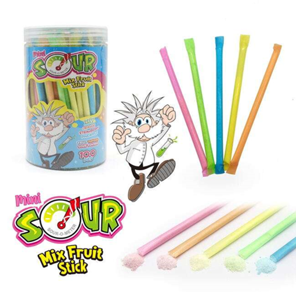 Шипучка в трубочке "Mini sour mix fruit sticks" 100шт*2г