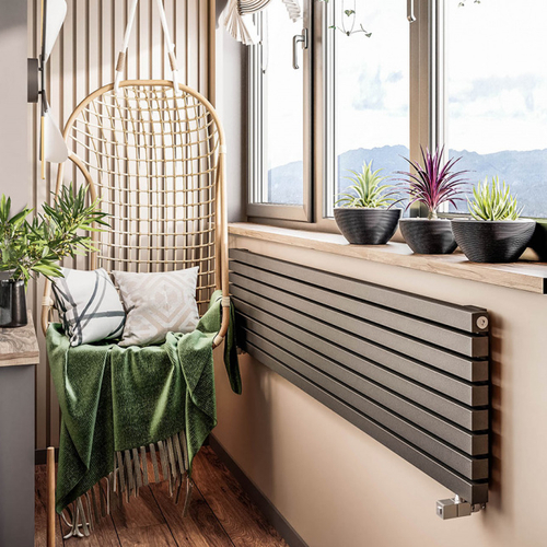 Радиатор WARMMET водяной настенный горизонтальный Cube Н (W) ГРАФИТ RAL7024