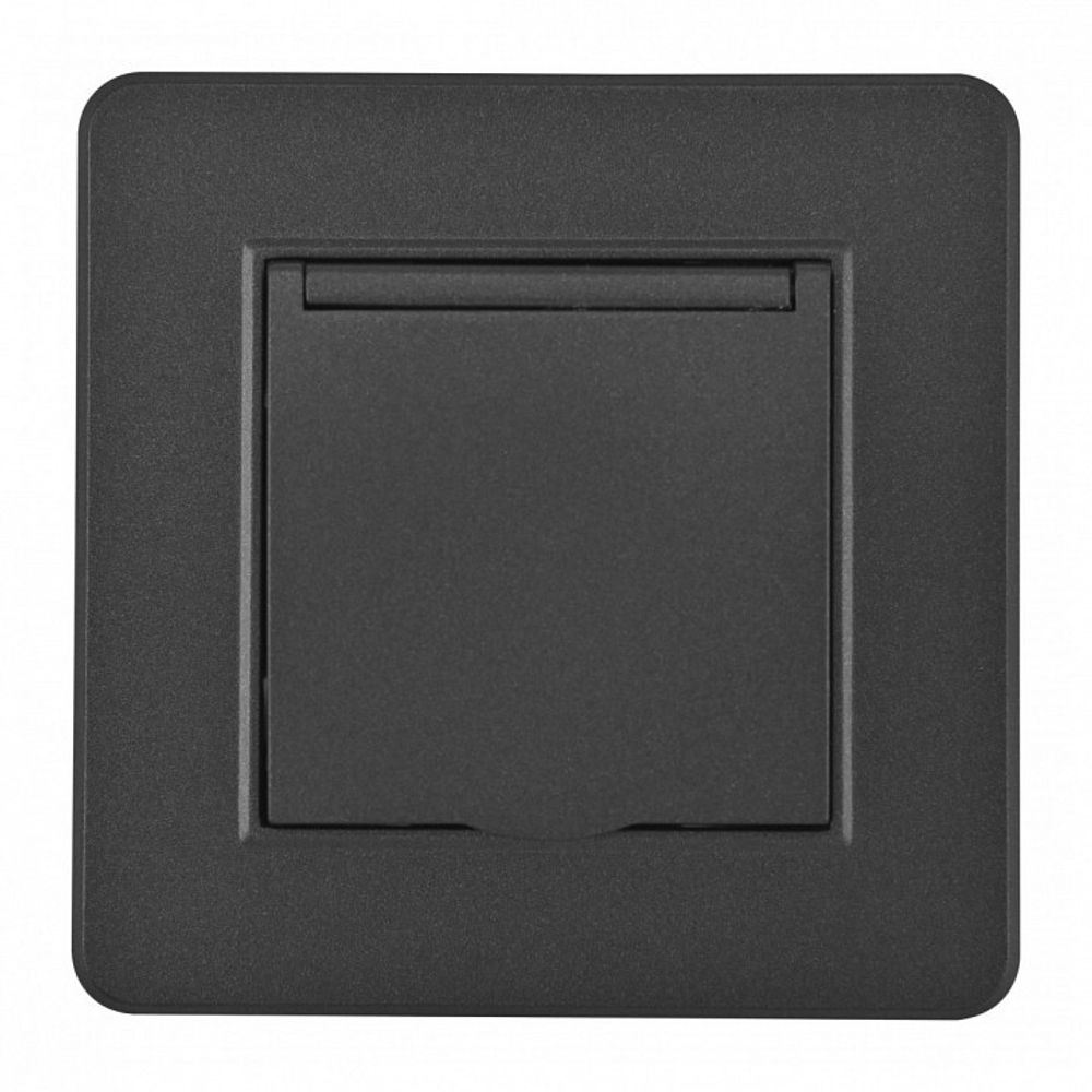 Розетка с заземлением и шторкой, с крышкой Arte Milano SET16-1 SET16-1-41-1 black