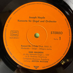 Винтажная виниловая пластинка LP Joseph Haydn Йозеф Гайдн, Karl Maureen, Konzerte fur Orgel und Orchester Nr. 1-3 (Германия 1977)