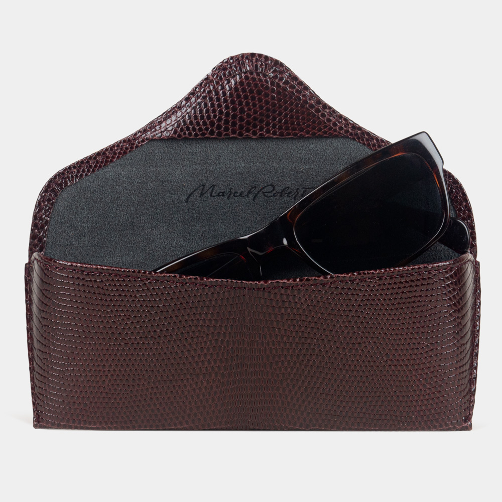 Футляр для очков Vision из кожи ящерицы, бордового цвета