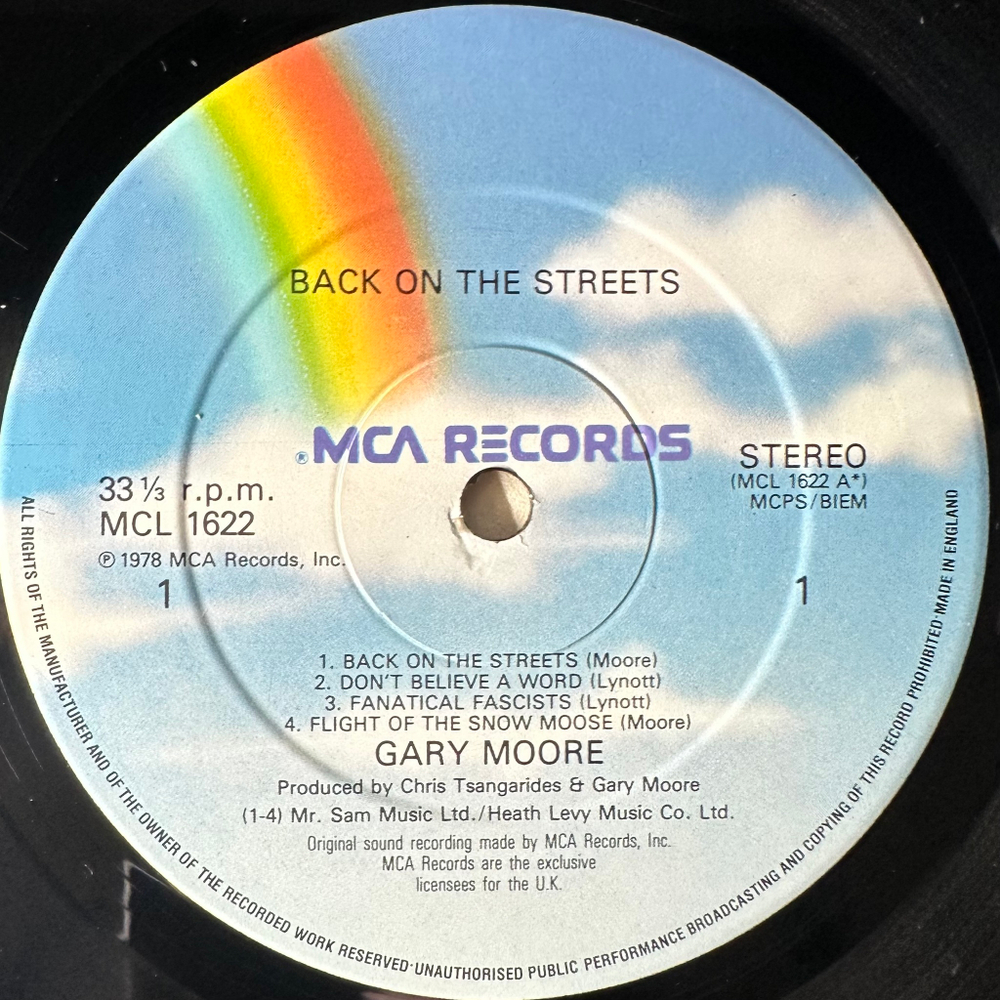 Gary Moore ‎– Back On The Streets (Англия 1981г.)