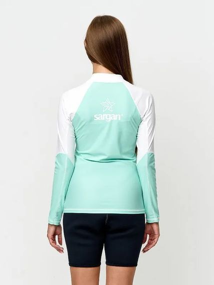 Футболка рашгард лонгслив Sargan Скелетон-Сап UPF 50+ женская бирюзовый/белый