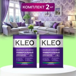 Универсальный обойный клей KLEO MINI 12 для наклеивания всех видов флизелиновых, виниловых и бумажных обоев. Комплект из 2 упаковок по 60г.