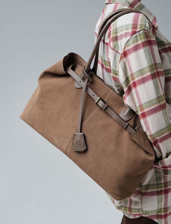 Замшевая сумка Daniela DBR 31375 серо-коричневый