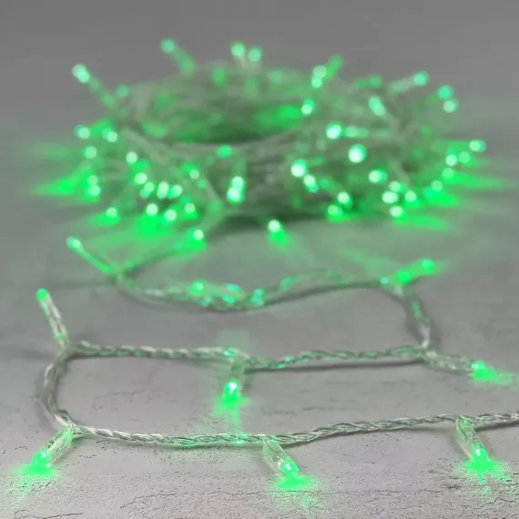 Светодиодная гирлянда с колпачком 100 зеленых LED ламп 10 м., 24В., прозрачный провод ПВХ, IP65, LTC (PST100CAP-10-1G)
